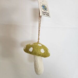 NWT Fair Trade Green Felt Mushroom Ornament